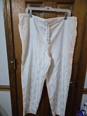 White Drawstring Textured Lounge Pants
